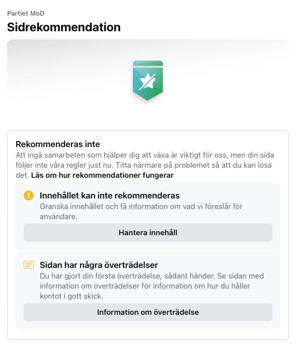 Partiet MoDs Facebooksida censureras öppet av Facebook och vi tillåts inte annonsera inför EU-valet 7 fb censur 3