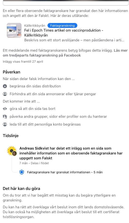 Partiet MoDs Facebooksida censureras öppet av Facebook och vi tillåts inte annonsera inför EU-valet 9 fb censur 5