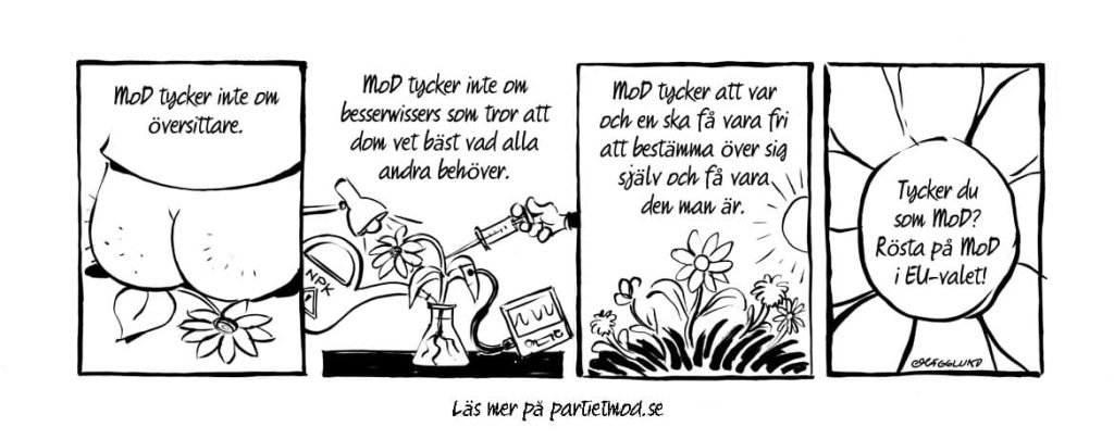 Serien om MoD finns nu att ladda ner för spridning digitalt eller för utskrift! 13 mod serien svartvit strip 4