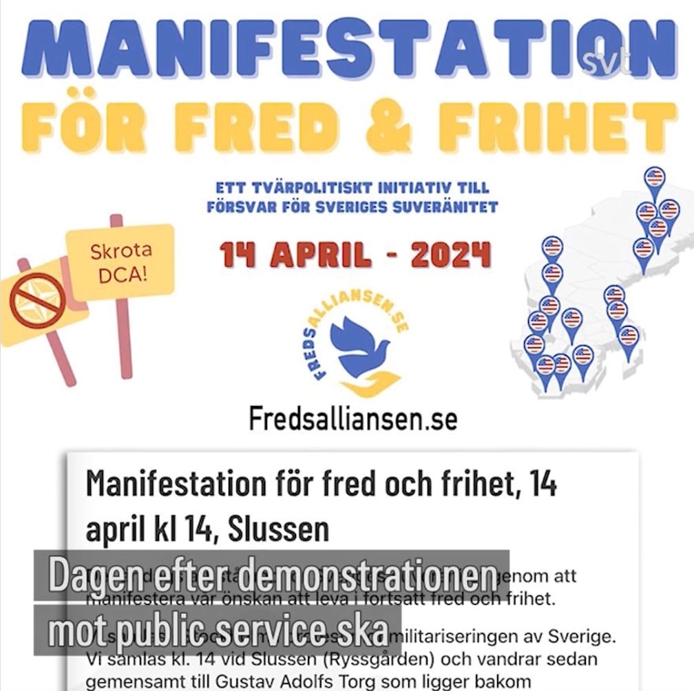 Pressmeddelande: MoD anmäler SVT Nyheters inslag från den 13 april 2024. “De samlade tusentals mot vaccin – nu vänder de sig mot public service”, till Granskningsnämnden 2 1 manifestation for frihet som lyfts fram i svt inslaget