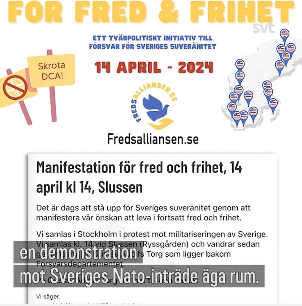 Pressmeddelande: MoD anmäler SVT Nyheters inslag från den 13 april 2024. “De samlade tusentals mot vaccin – nu vänder de sig mot public service”, till Granskningsnämnden 3 2 manifestation for fred och frihet