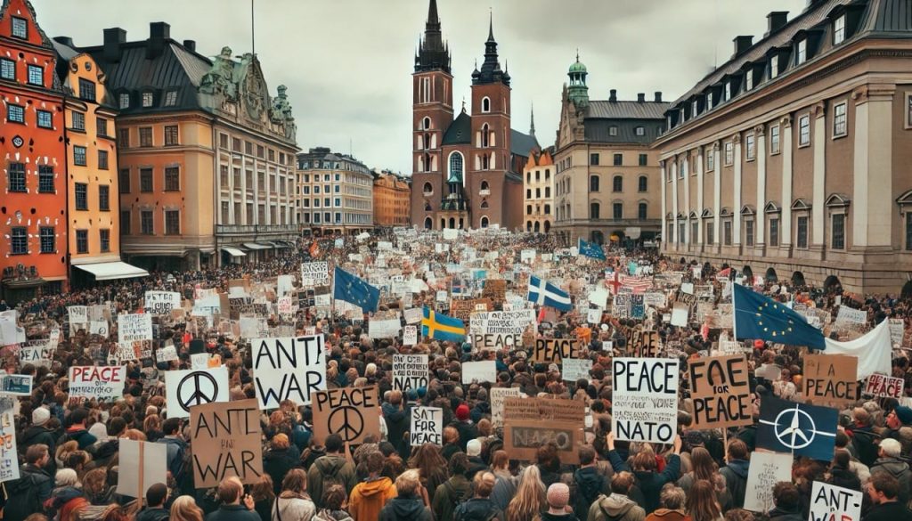 Bild på fredsdemonstration skapad av ai för illustration 2 stor