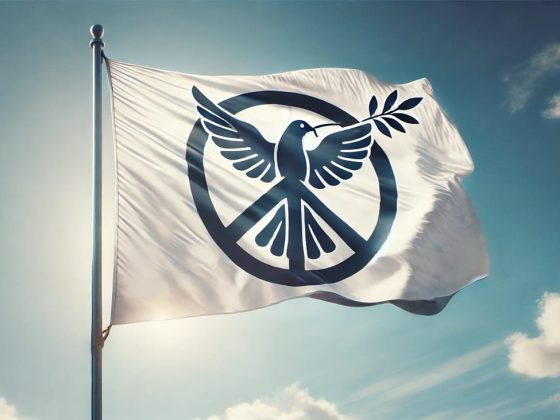 Gå med i Vit flaggrörelsen - för fredssamtal istället för fortsatt stöd till krig | Sätt upp din flagga idag! 3 Vit flagga med duva och fredstecken