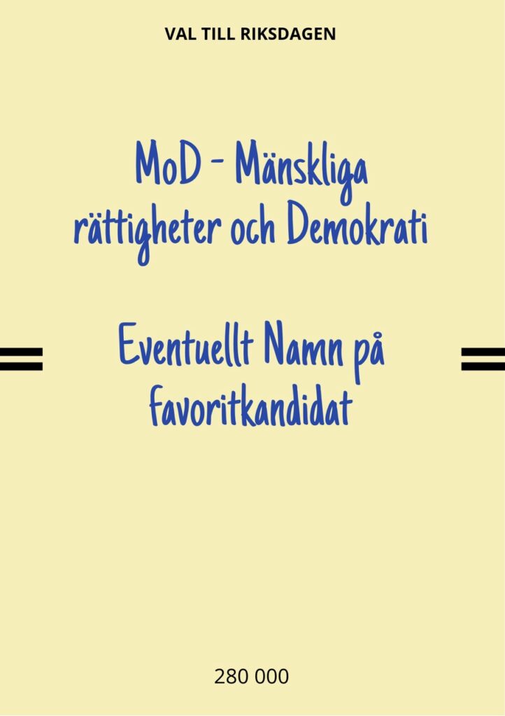 Blank riksdagsvalsedel MoD 2026 stor
