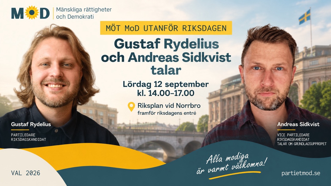 Evenemang 4 Mot mod utanfor riksdagen gustaf rydelius och andreas sidkvist talar