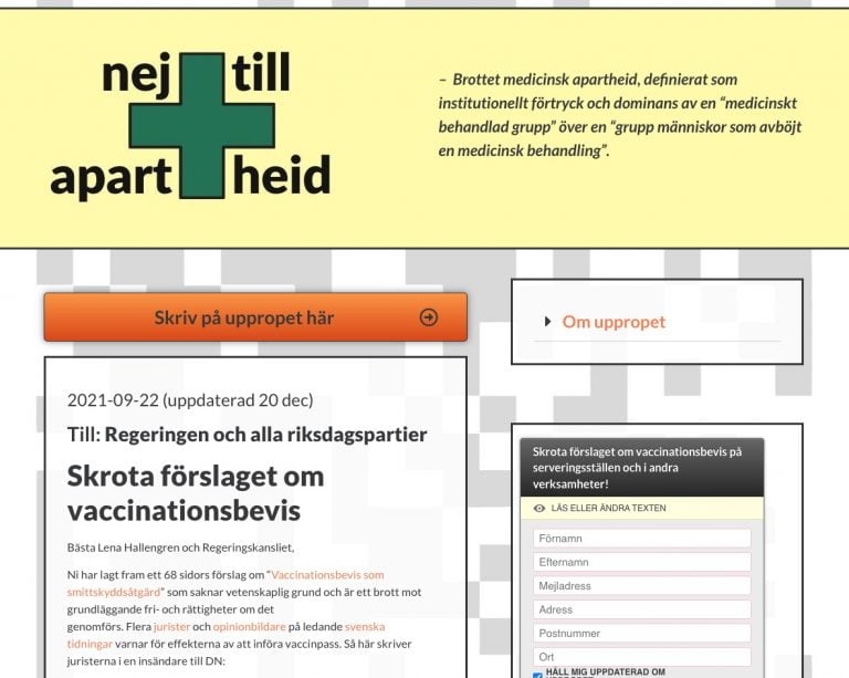 Nej till ➕ apartheid