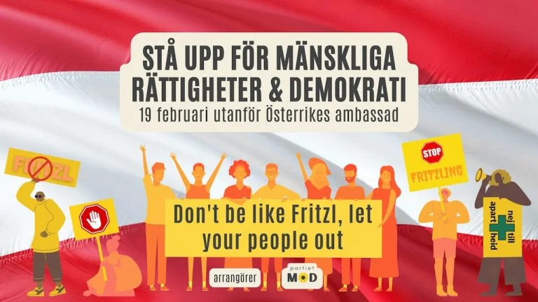 Demonstration för mänskliga rättigheter utanför Österrikes ambassad