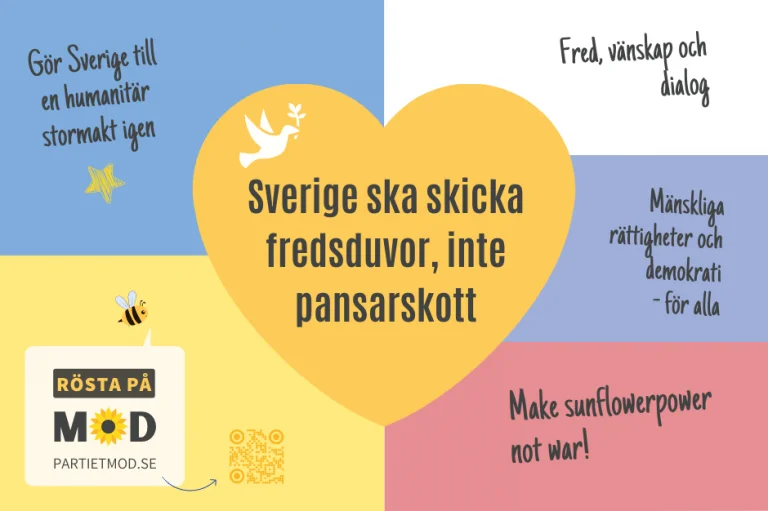 Sverige ska skicka fredsduvor, inte pansarskott