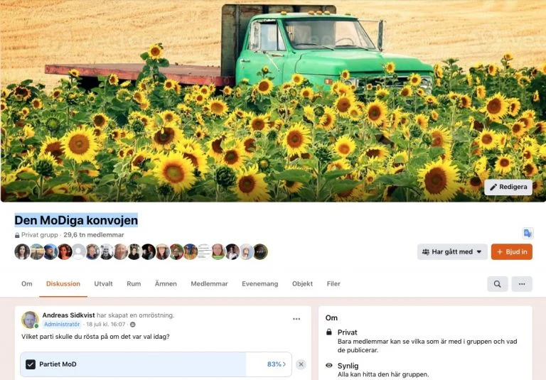 Gå med i gruppen Den MoDiga konvojen på Facebook