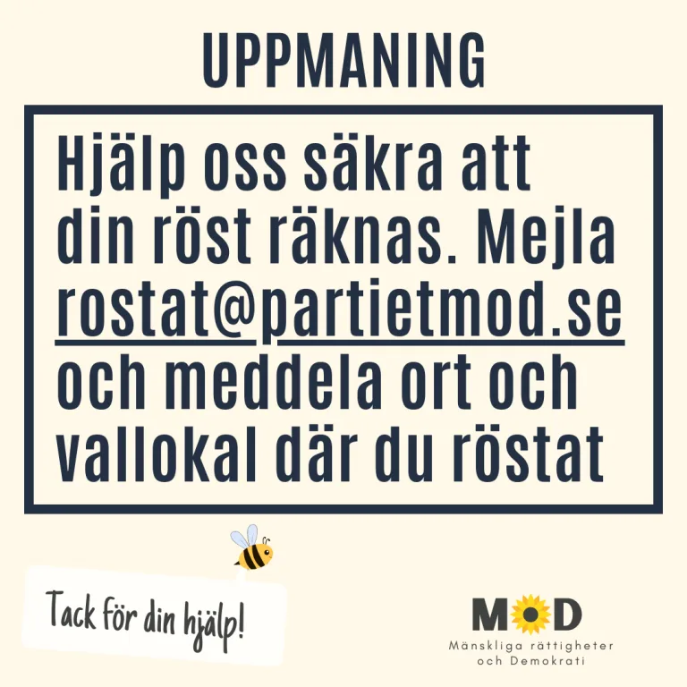Hjälp oss säkra att din röst räknas. Fyll i vårt formulär.