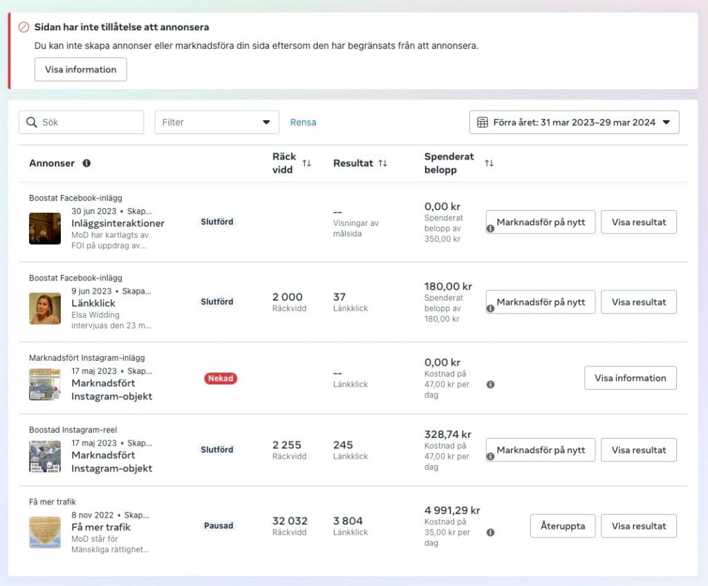 begrasningar mod facebooksida