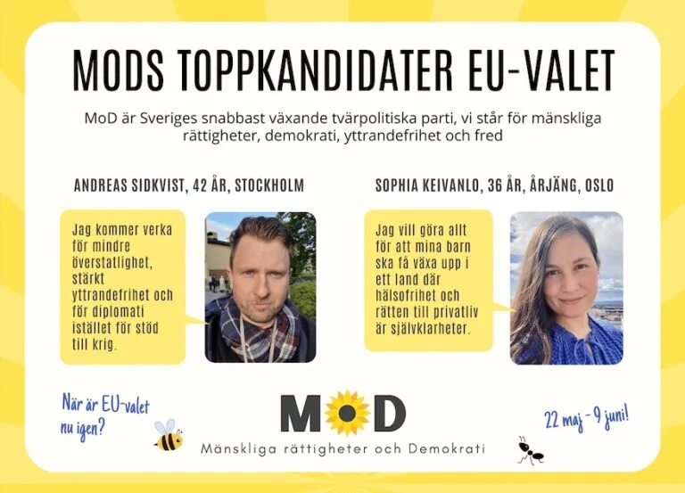 🇪🇺 Flygblad med MoDs toppkandidater i EU-valet – För delning eller utskrift