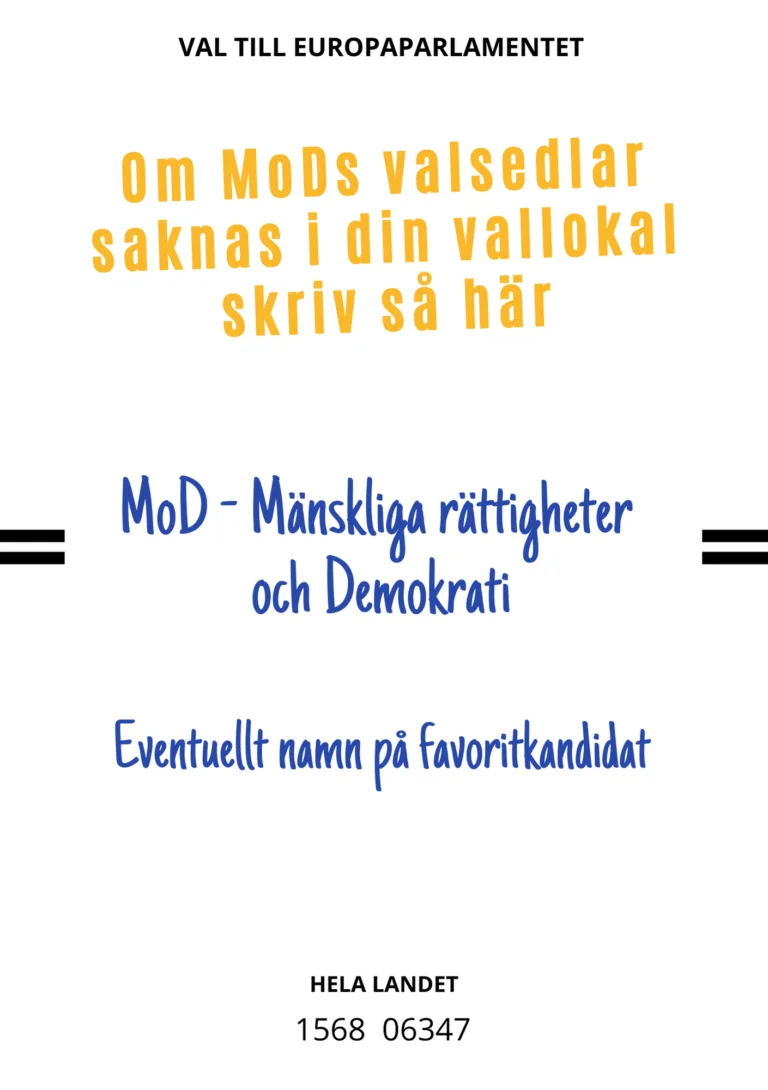 Saknas en MoD-valsedel i din vallokal? Skriv MoD – Mänskliga rättigheter och Demokrati på en blank valsedel