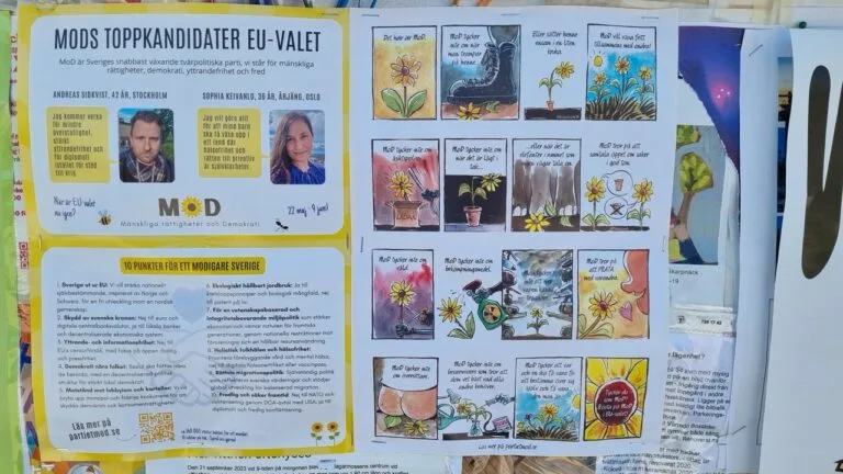 Hämta MoDs valaffischer och flygblad på kansliet, eller beställ hem för uppsättning där du bor!